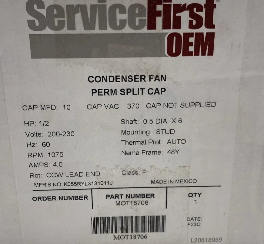 MOT18706 Service First Electric Motor 200-230V