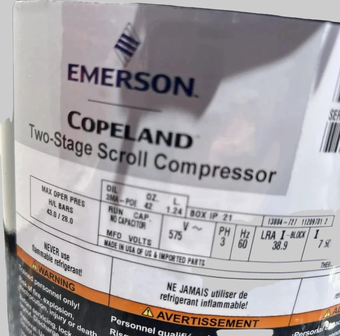 ZP49K5E-TFE-800 Genuine Copeland Scroll Compressor 575V