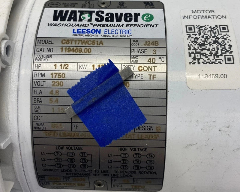 119469.00 Genuine Leeson Washdown Motor 230V