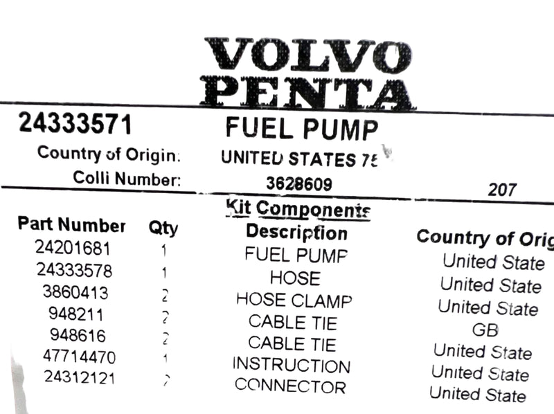 24333571 Genuine Volvo Penta Fuel Pump