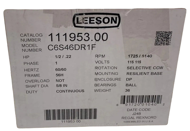 111953.00 Genuine Leeson Purpose Motor 115V