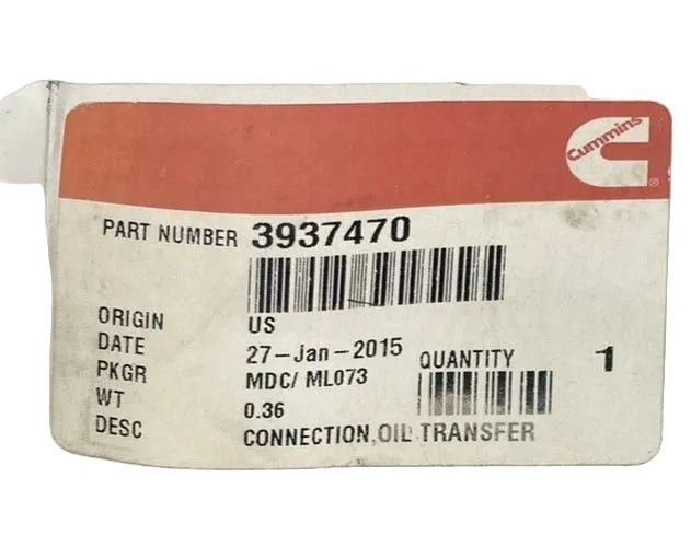 3936787 Genuine Cummins Oil Drain Connection