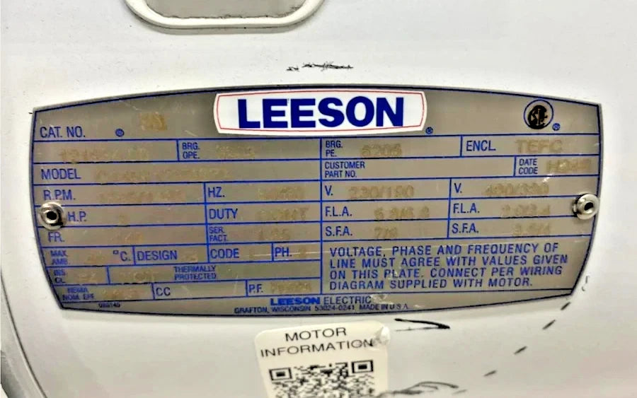 121934.00 Genuine Leeson Feather Picker Farm Duty Motor 208-230/460V
