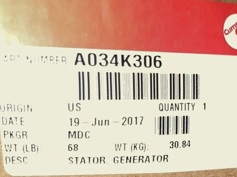 A034K306 Genuine Cummins Stator Generator