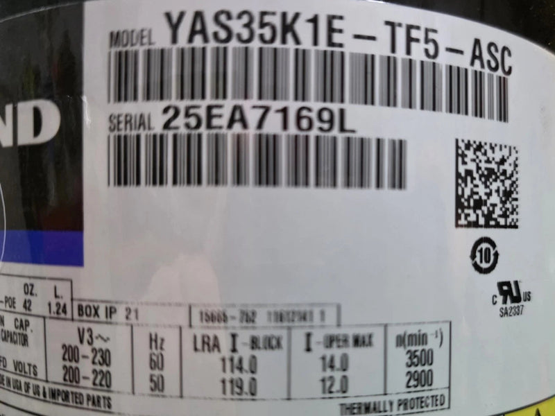 YAS35K1ETF5ASC Genuine Copeland Scroll Compressor 200-230V
