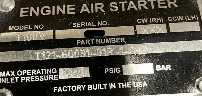 T121-60031-01R-1-03R Turbotwin Engine Air Starter