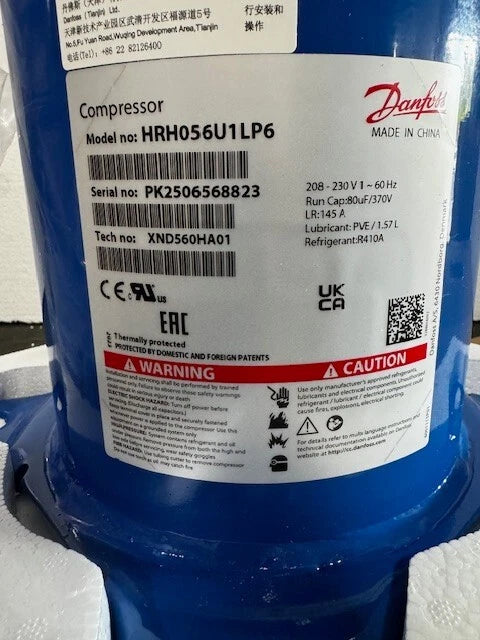 HRH056U1LP6 Genuine Danfoss Scroll Compressor
