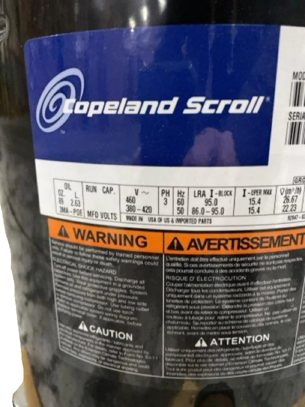 ZB58KCE-TFD-950 Genuine Copeland Scroll Compressor