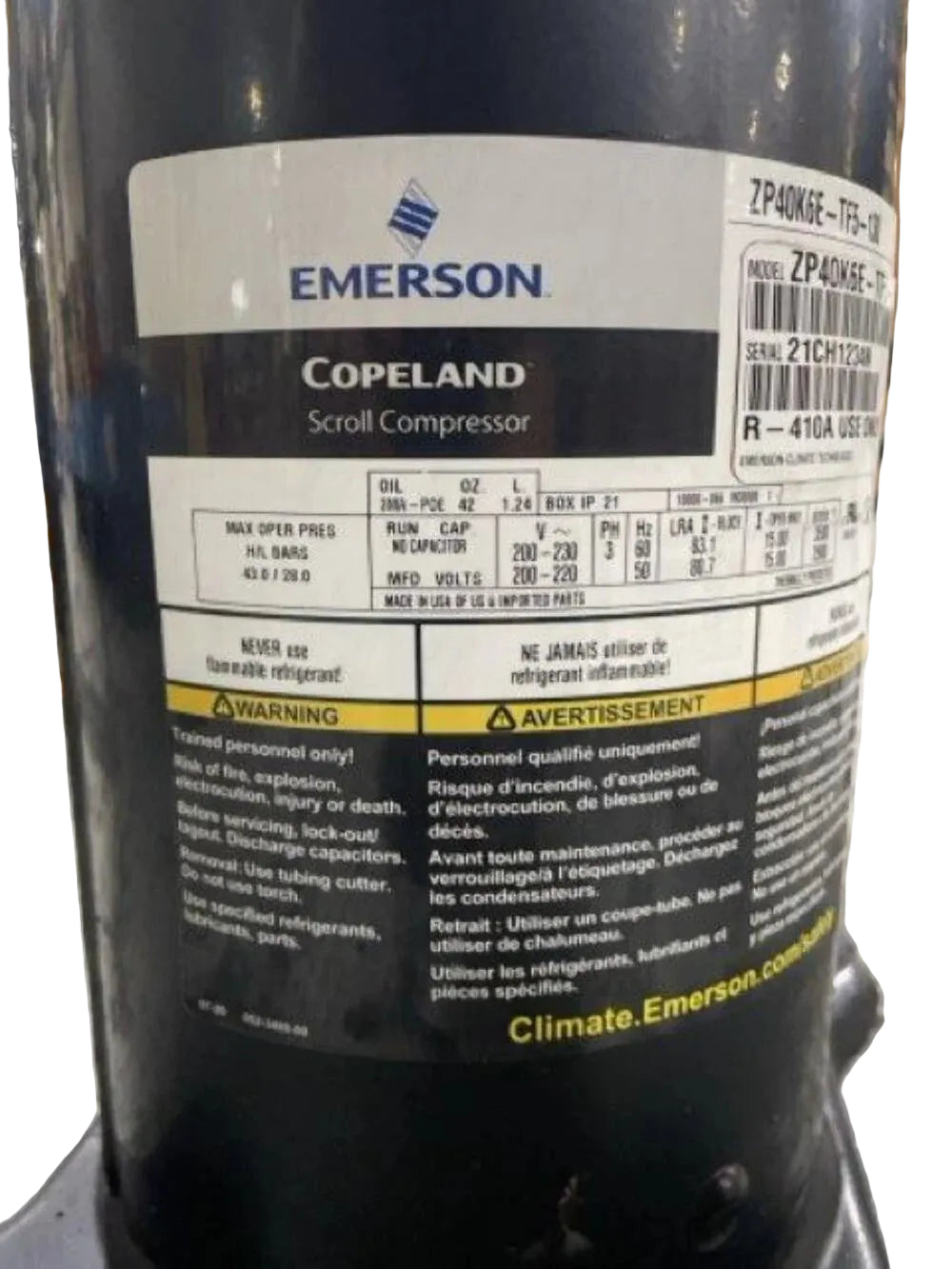 ZP40K6E-TF5-130 Genuine Copeland Scroll Compressor