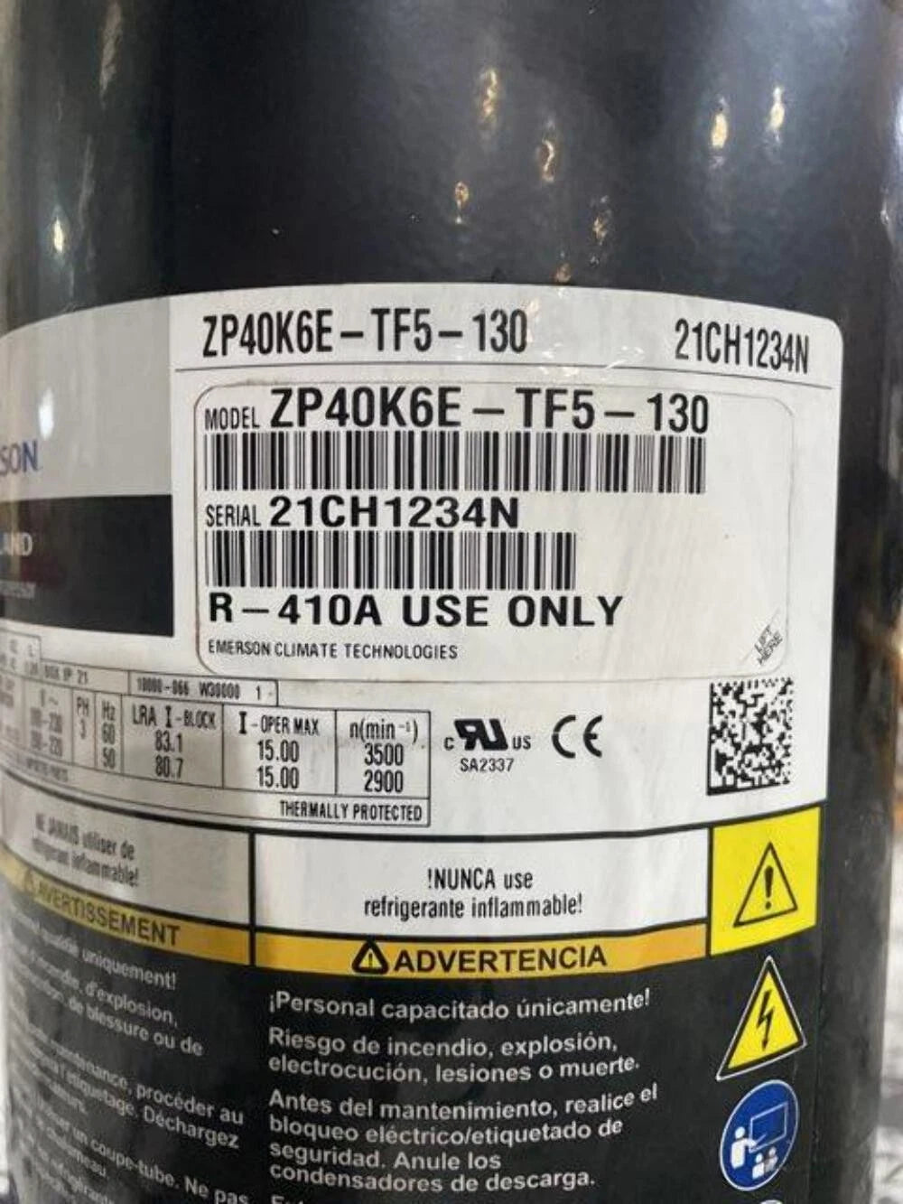 ZP40K6E-TF5-130 Genuine Copeland Scroll Compressor