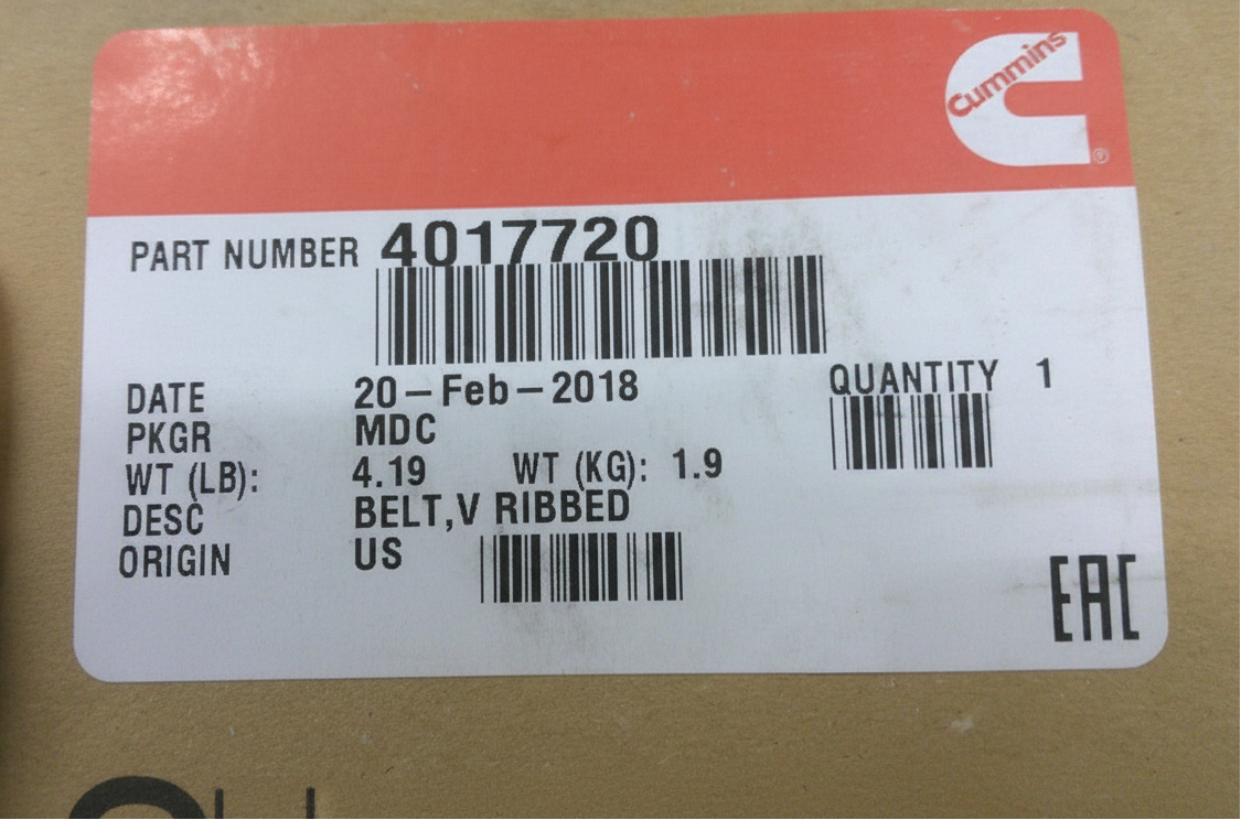 4017720 Genuine Cummins V Ribbed Belt