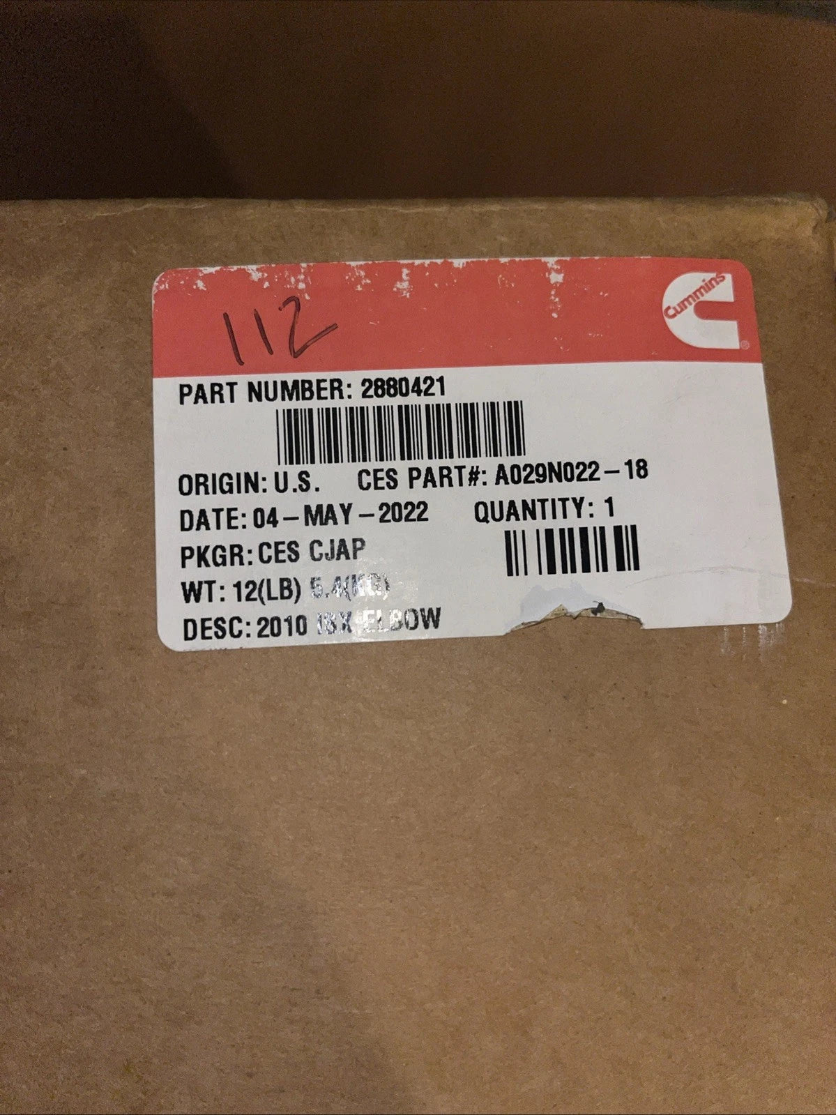 2880421 Genuine Cummins Tube Connector Elbow