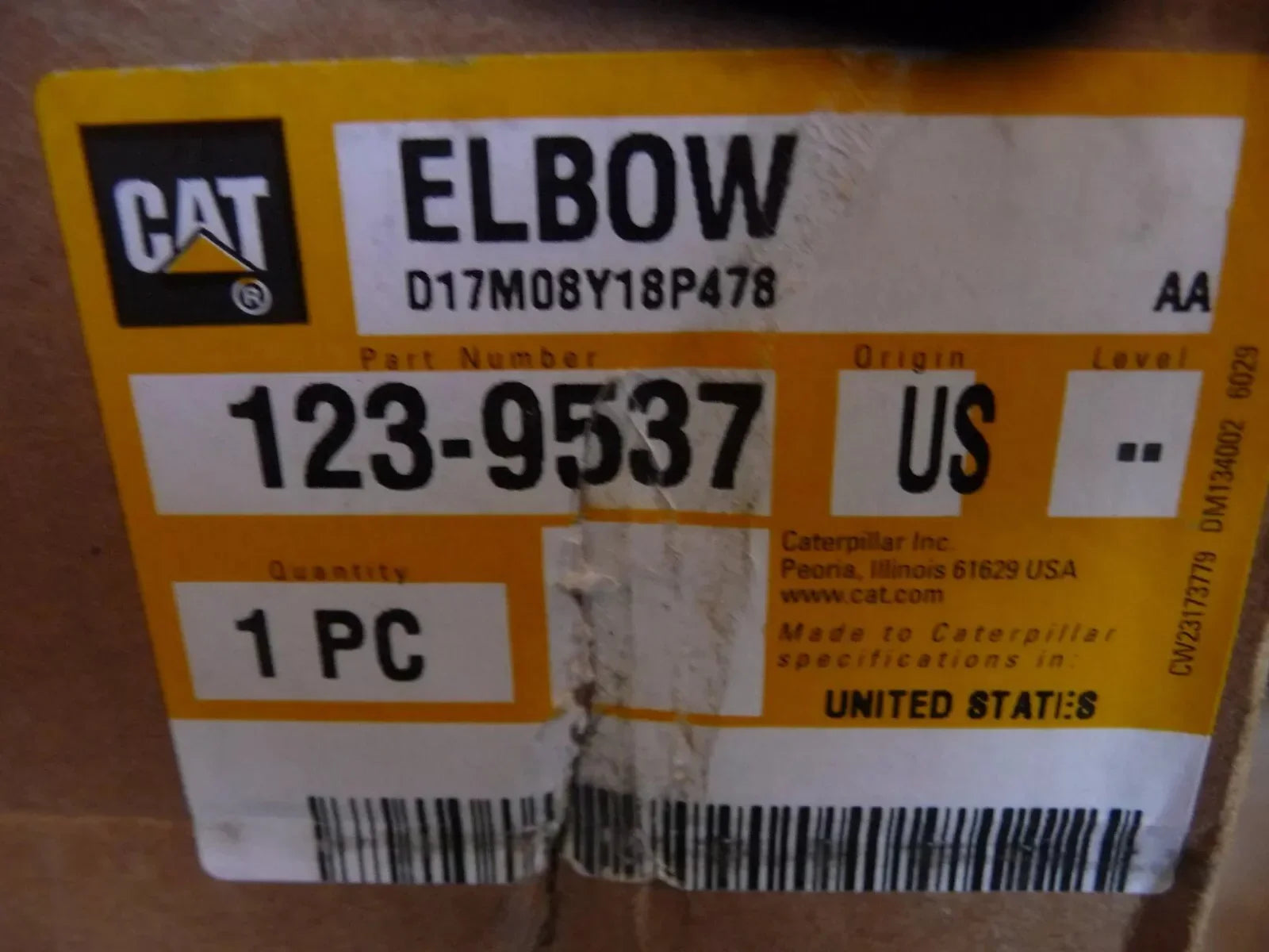1239537 CAT Hydraulic Elbow Adapter