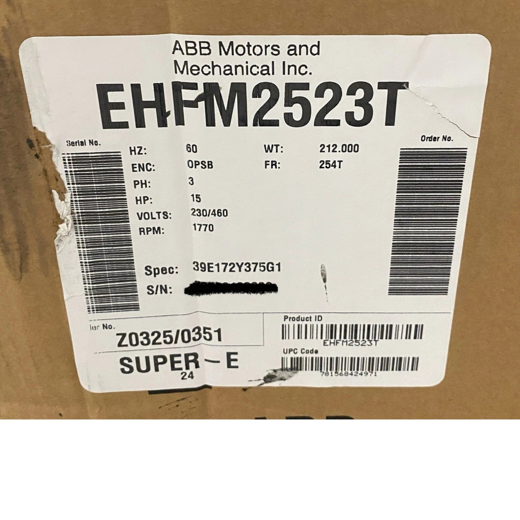EHFM2523T Genuine Baldor General Purpose AC Motor