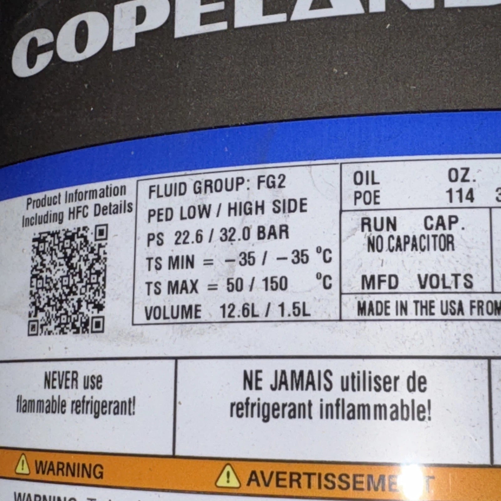 ZB66KCETFD950 Genuine Copeland Scroll Compressor