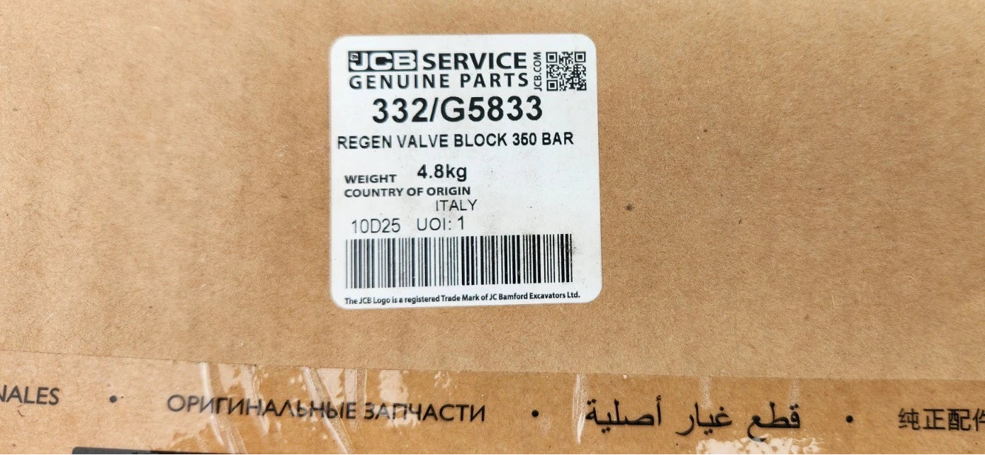 332/G5833 Genuine JCB Regen Valve Block