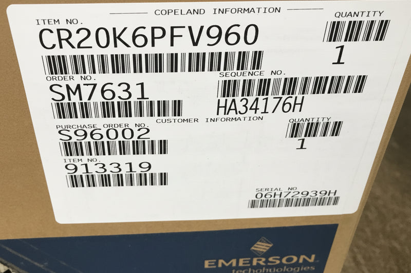 CR20K6-PFV-960 Genuine Copeland Scroll Compressor