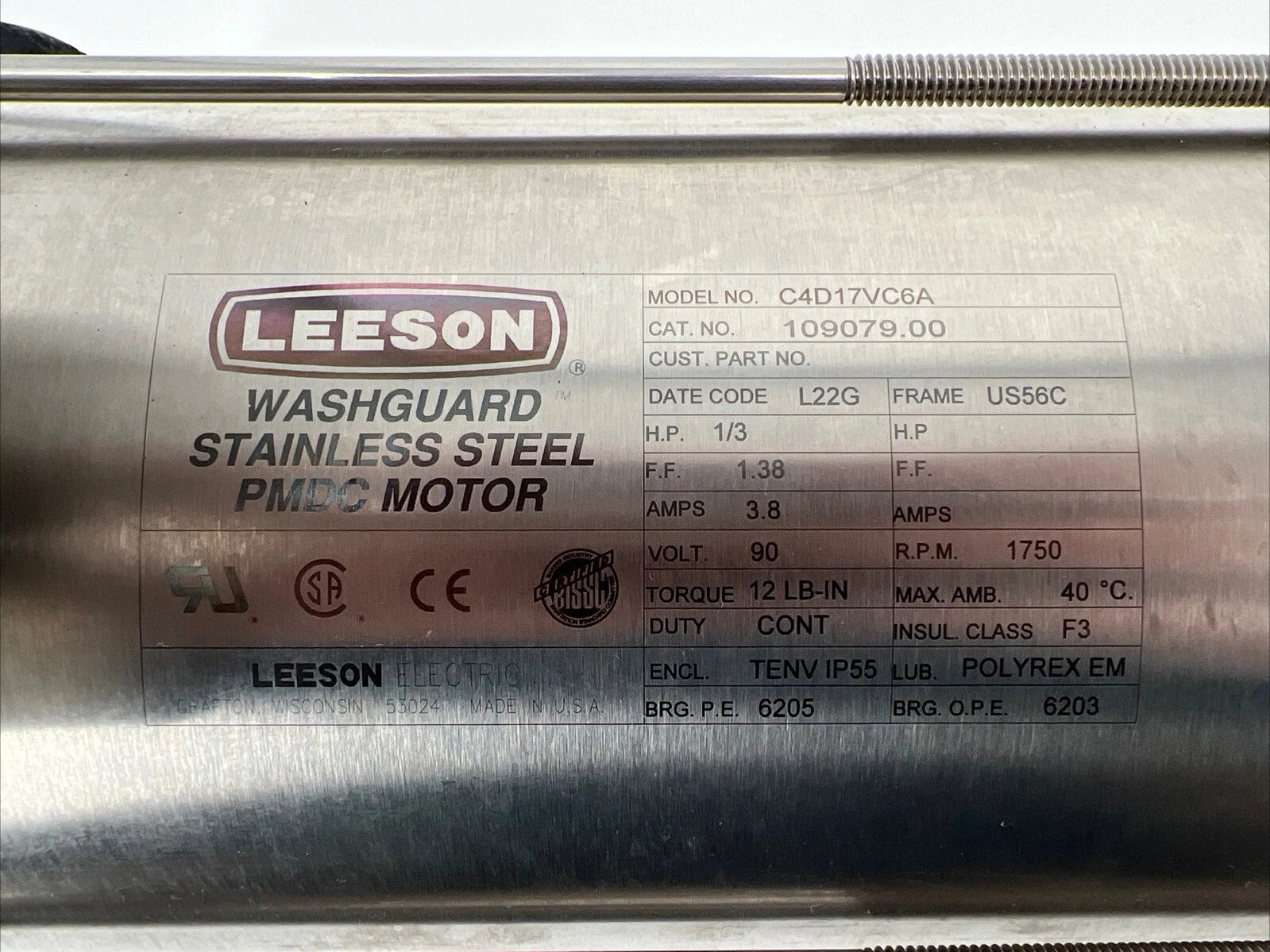 109079.00 Leeson DC Permanent Magnet Electric Motor