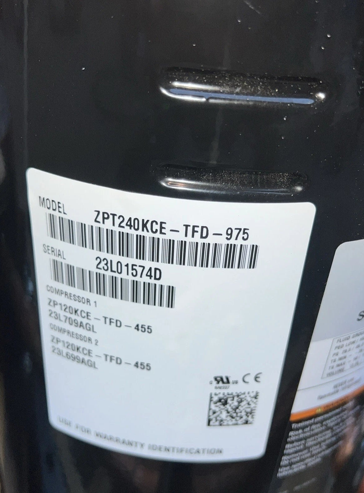 ZPT240KCETFD975 Genuine Copeland Tandem Scroll Compressor