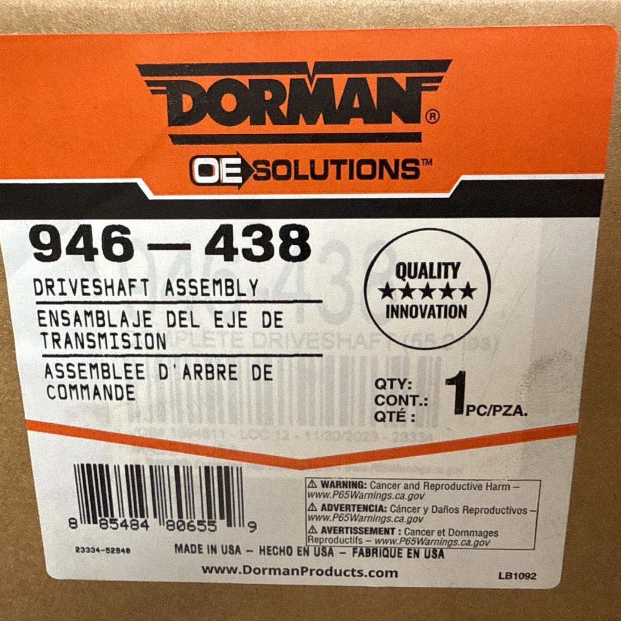 946-438 Genuine Dorman Driveshaft Assembly