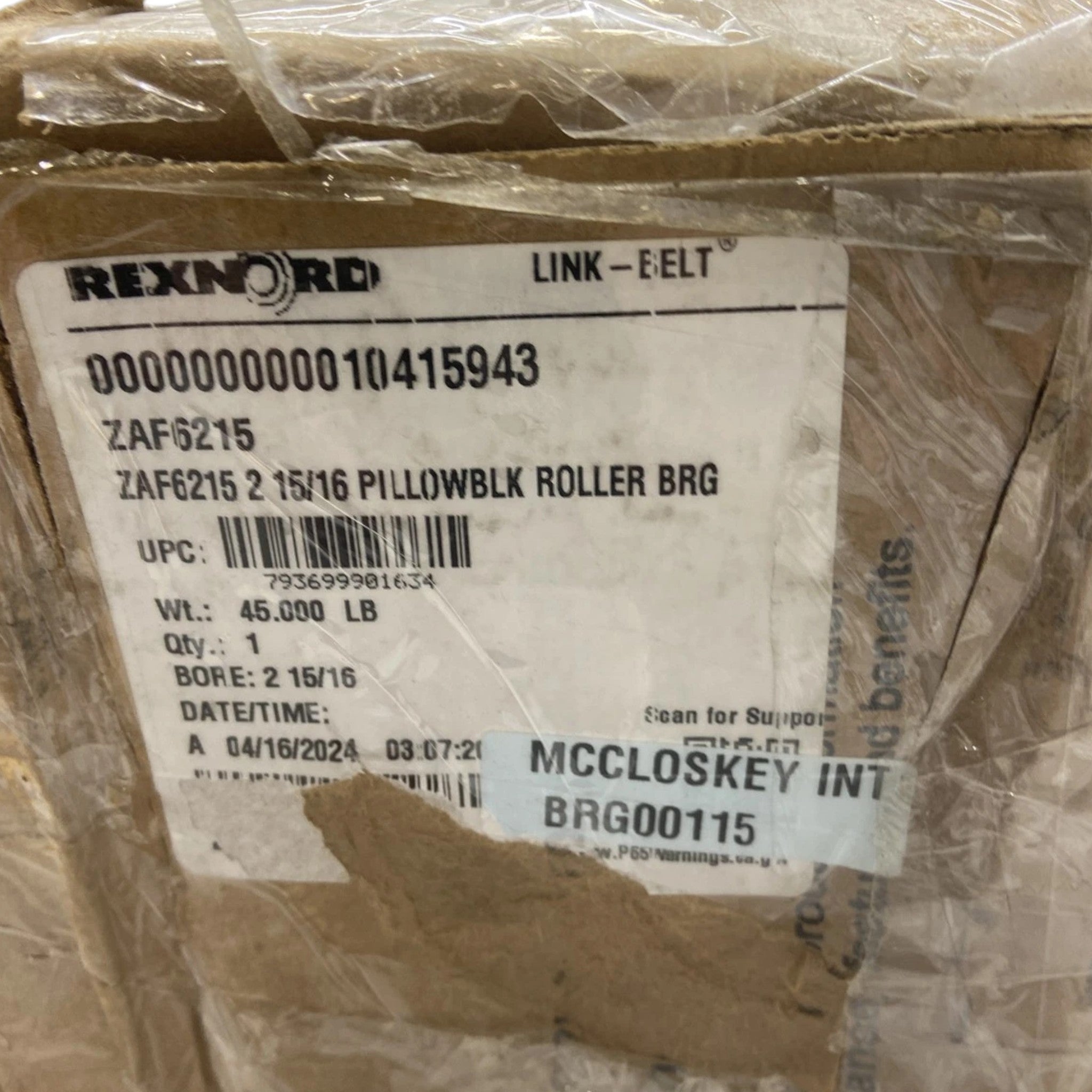 ZAF6215 Genuine Rexnord Pillow Block Roller Bearing