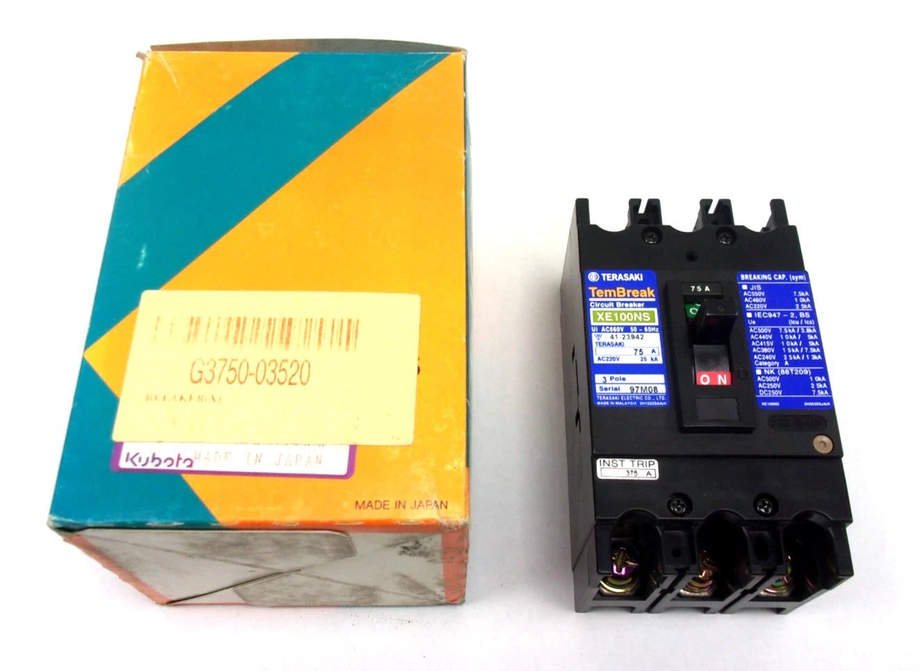 Genuine OEM Kubota Breaker KJ-T270FX-SW-USA XE100NS 75A Terasaki