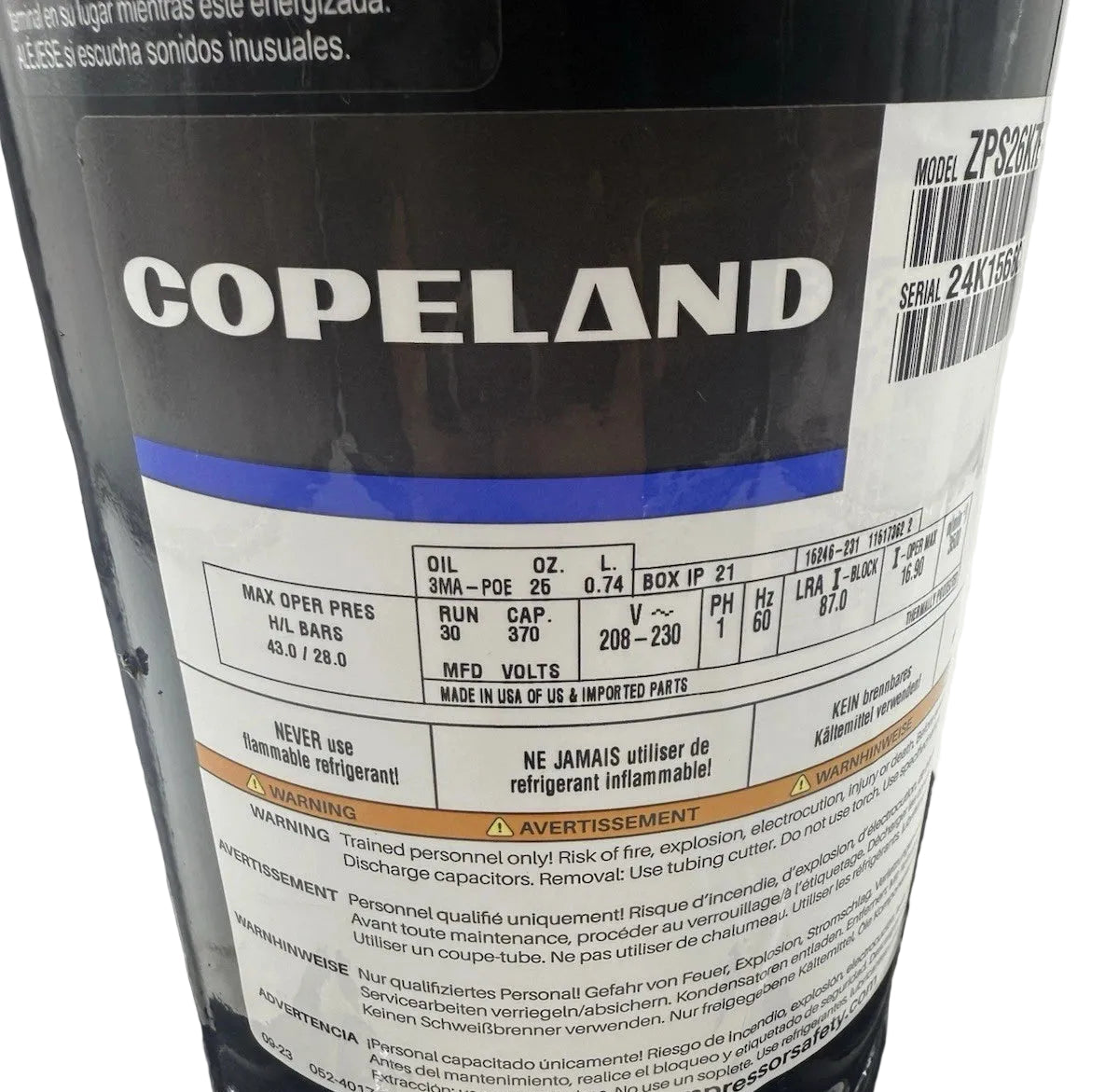 ZPS26K7E-PFV-130 Genuine Copeland Scroll Compressor