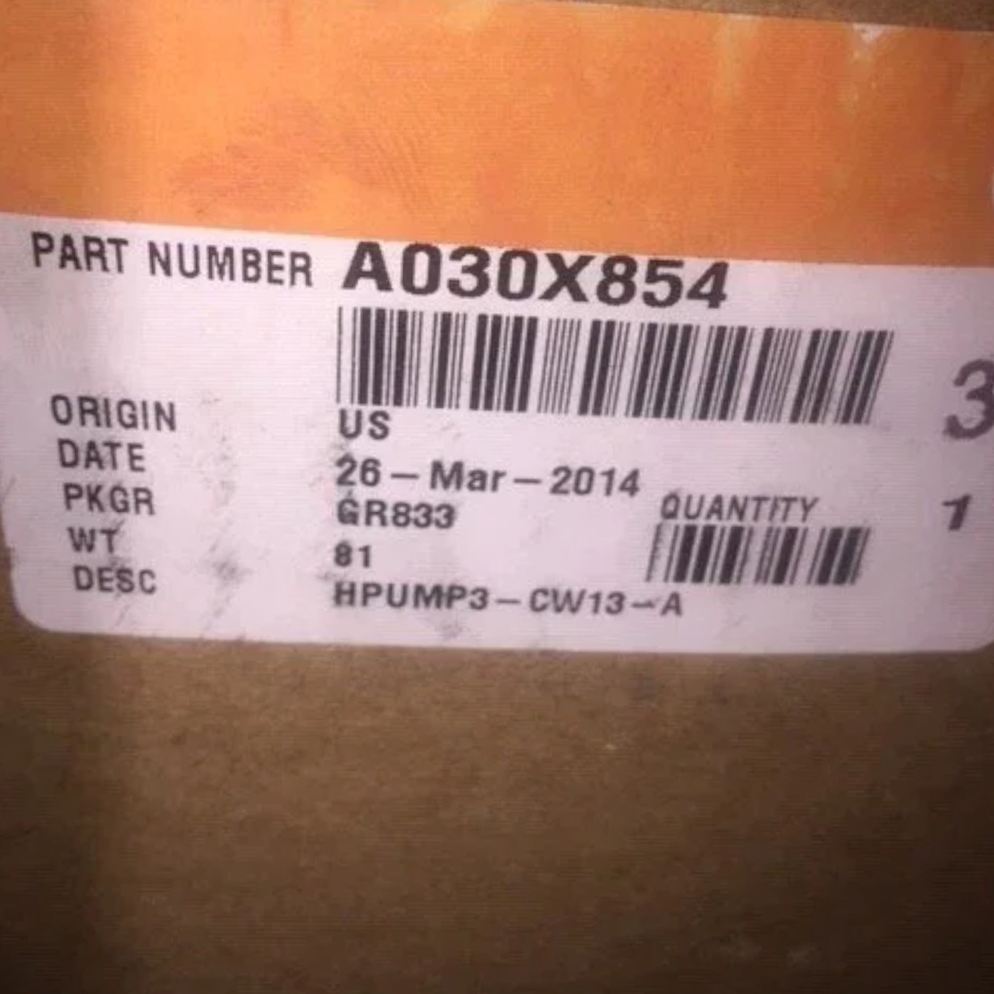 A030X854 Genuine Onan HPUMP3-CW13-A