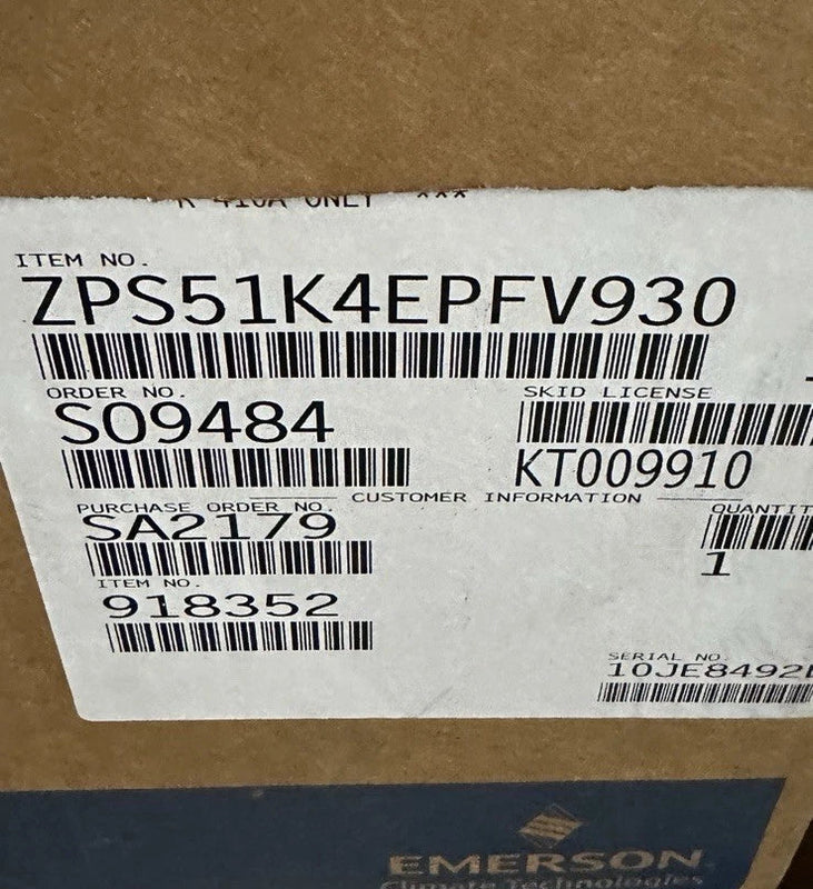 ZPS51K4E-PFV-930 Genuine Copeland Scroll Compressor