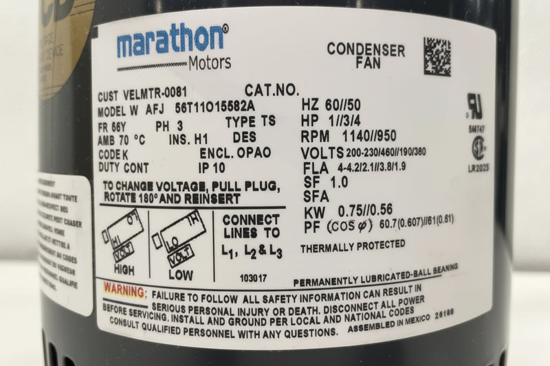 Marathon 56T11O15582A Condenser Fan Motor