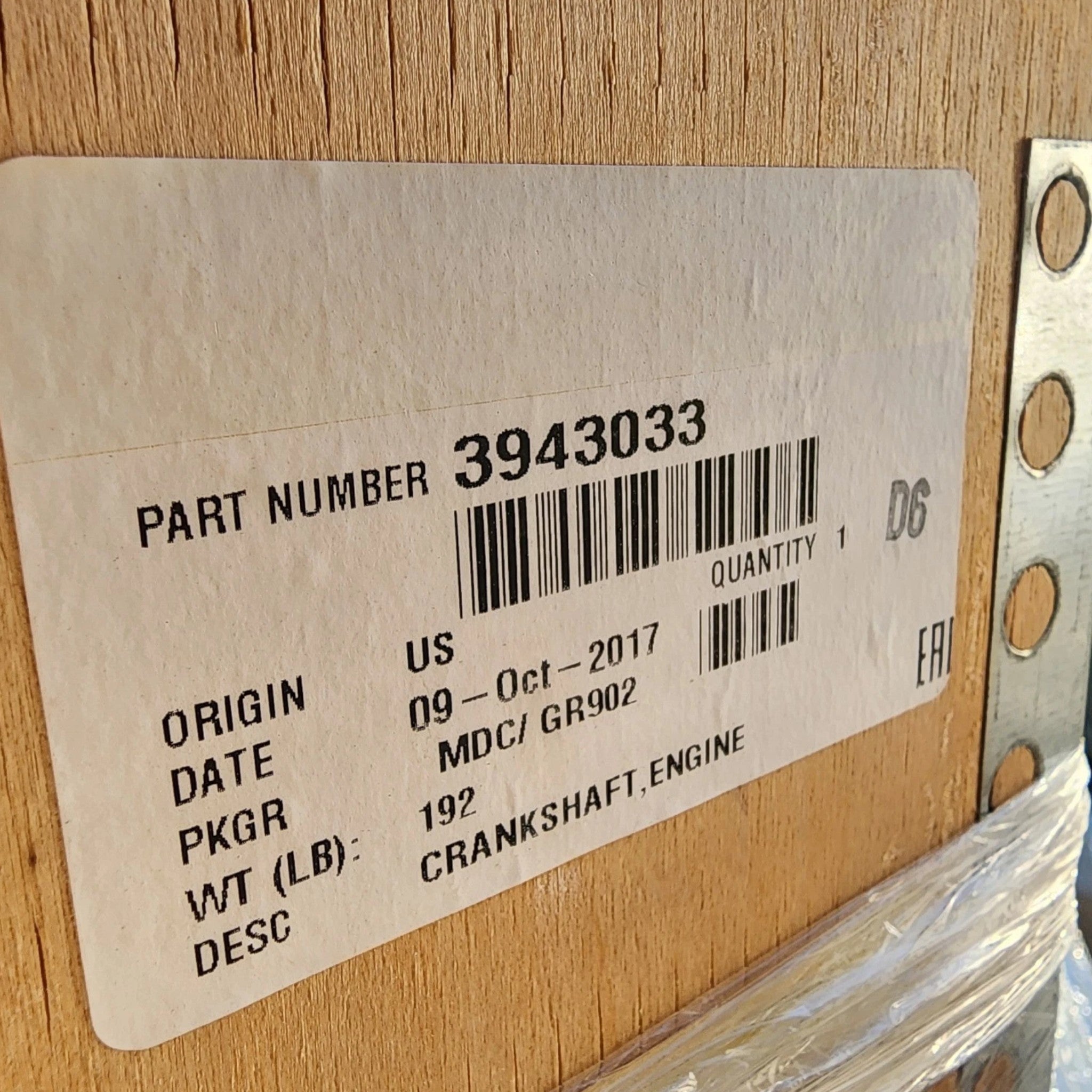 3943033 Genuine Cummins Engine Crankshaft