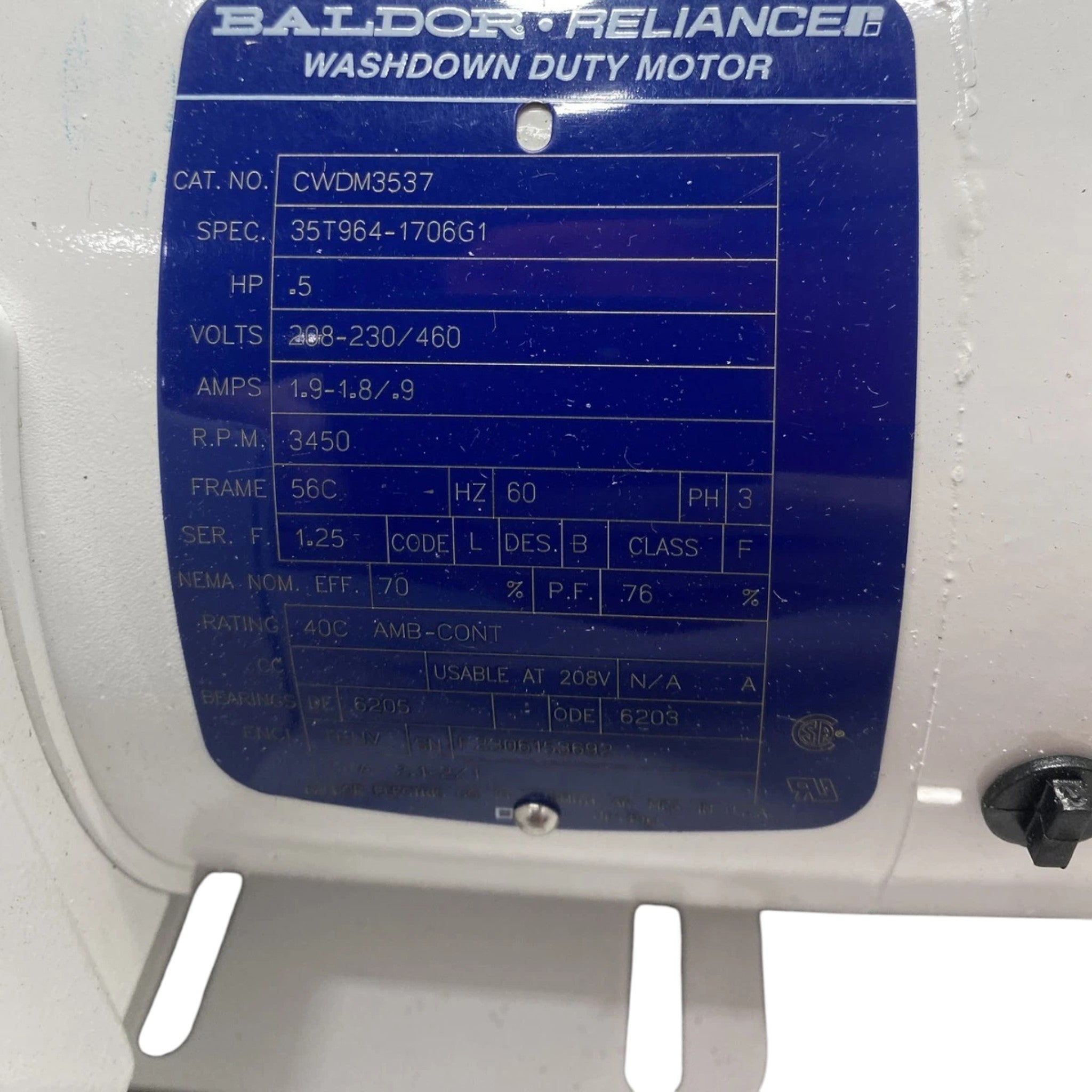 CWDM3537 Baldor Wash Down Duty Motors