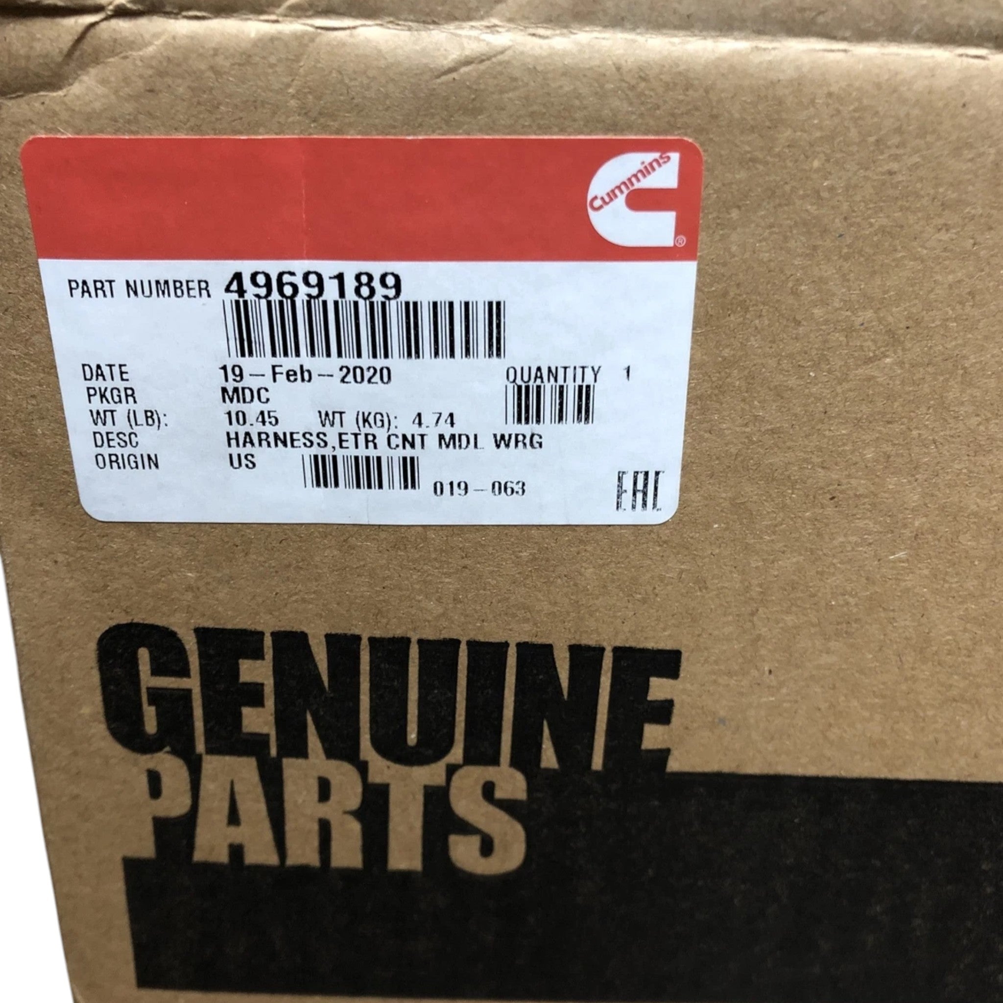 4969189 Genuine Cummins Electronic Control Module Wiring Harness