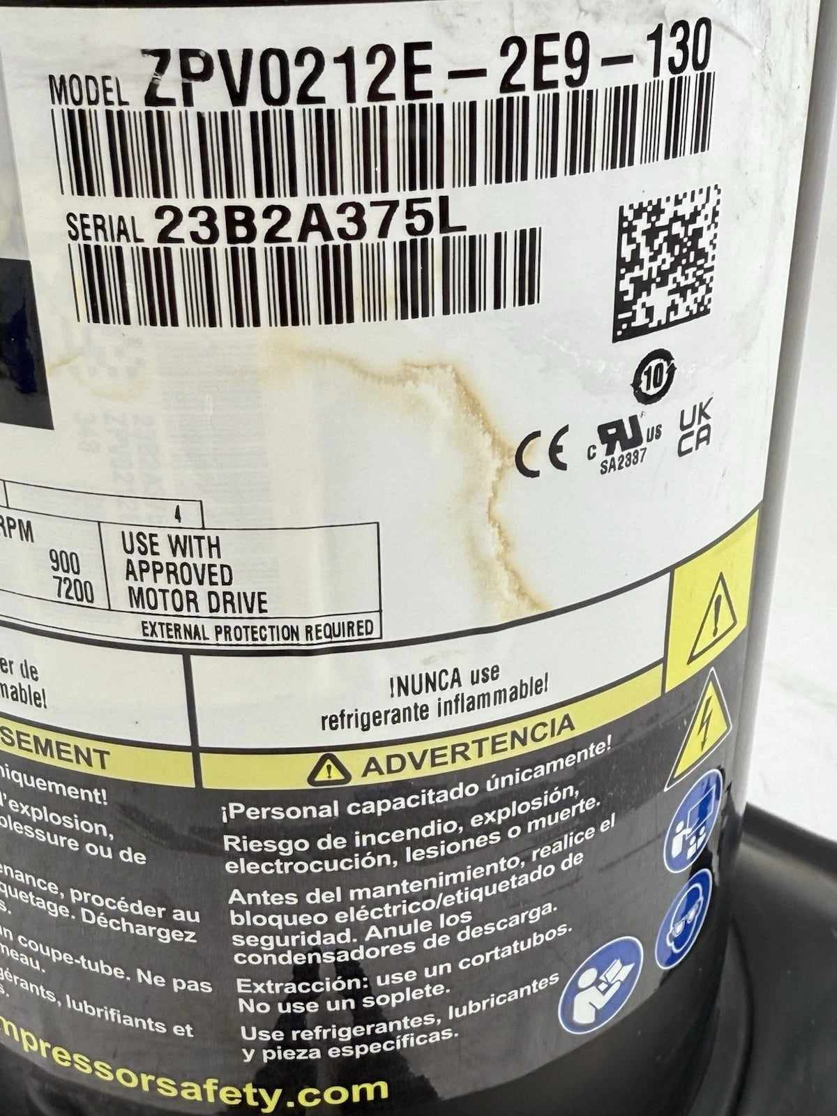 ZPV0212E2E9130 Genuine Copeland Scroll Compressor