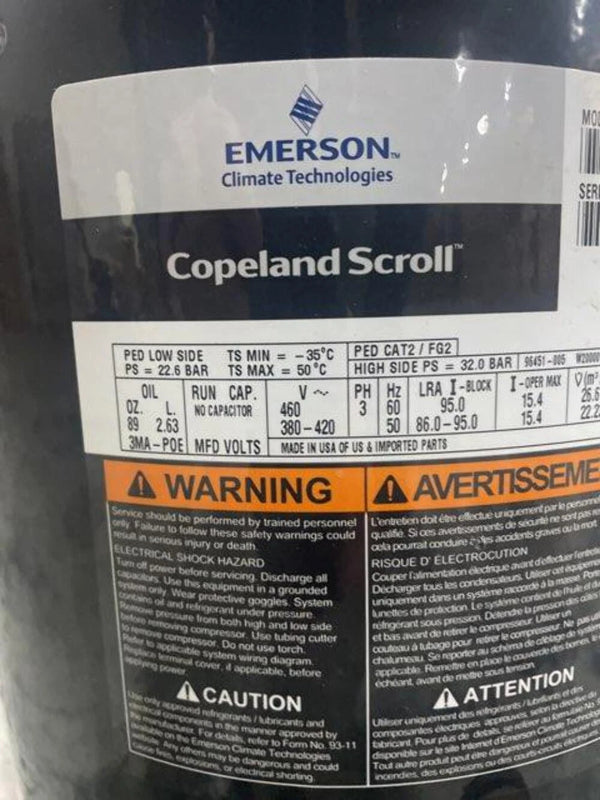 ZB58KCETFD250 Genuine Copeland Scroll Compressor