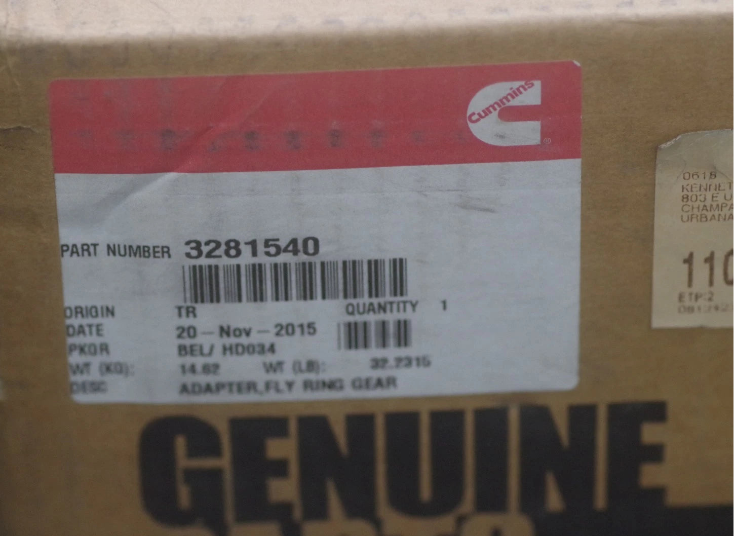3281540 Genuine Cummins Fly Ring Gear Adapter