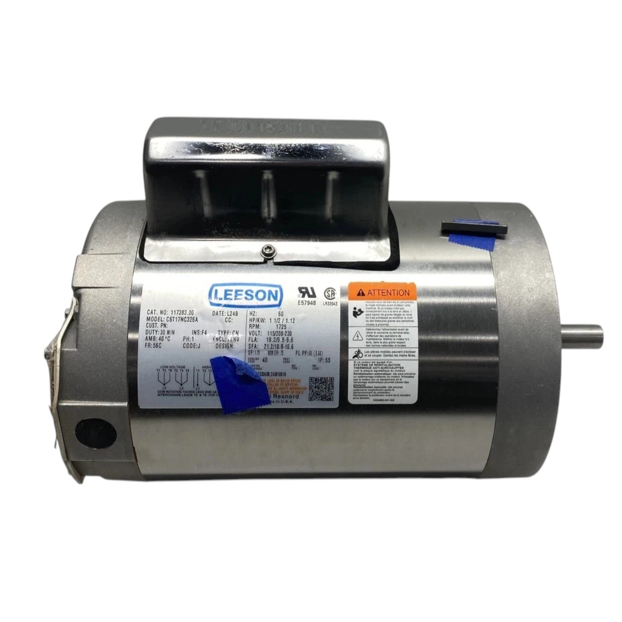 117383.00 Genuine Leeson General Purpose Motor 115/208-230V