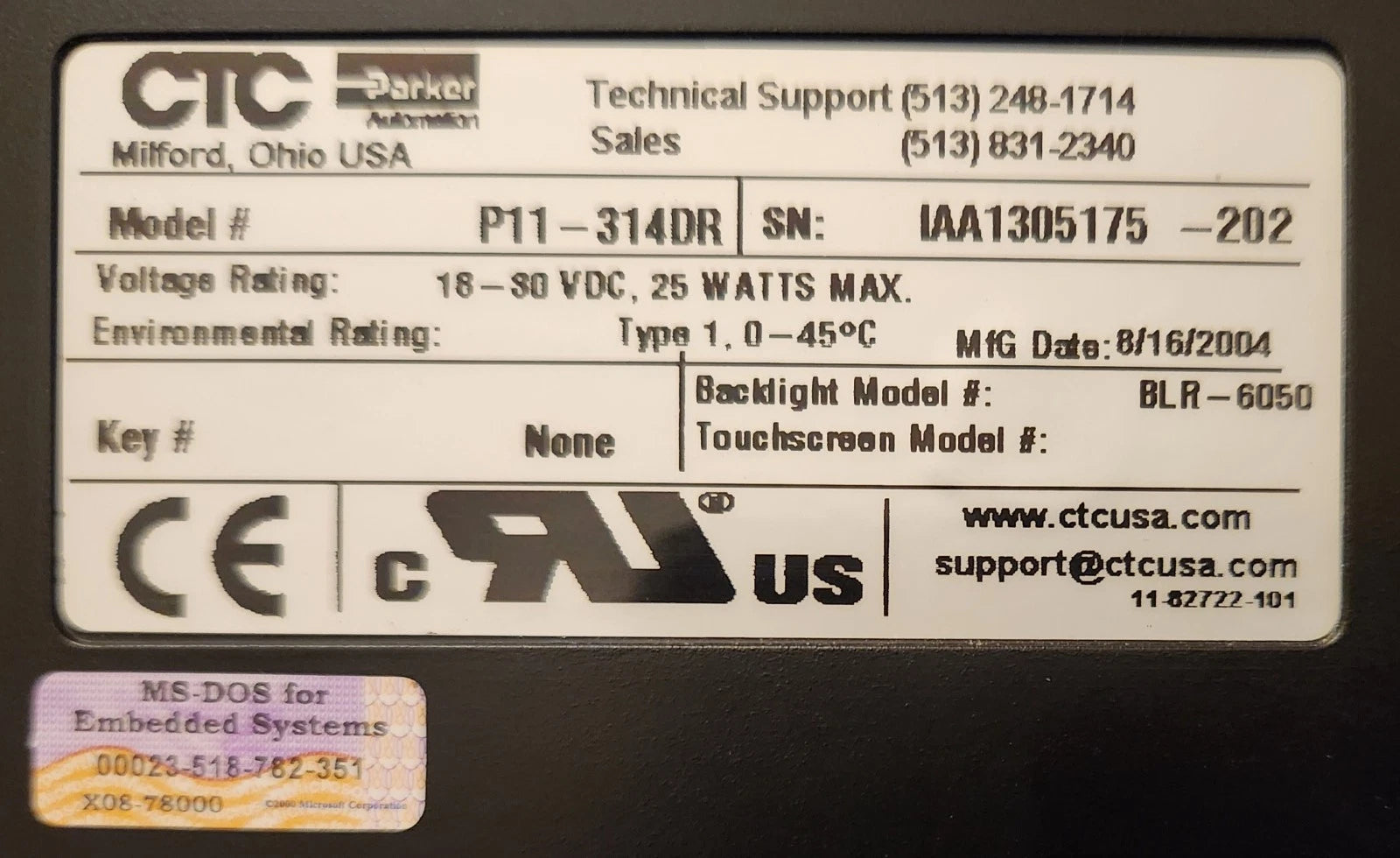 P11-314DR Genuine Parker Automation Operator Touch Interface Used