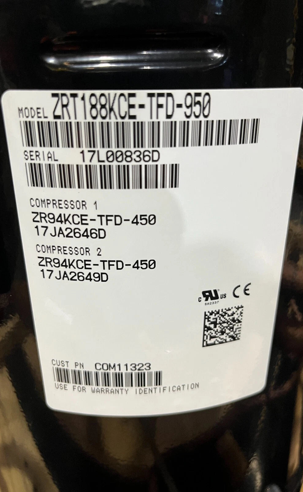 ZRT188KCE-TFD-950 Genuine Copeland Tandem Scroll Compressor
