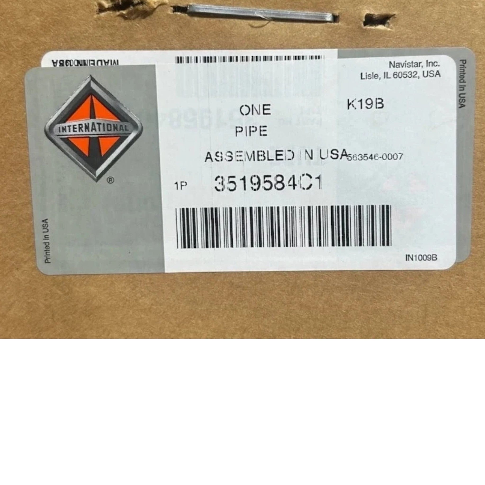 3519584C1 Genuine International Exhaust Pipe Assembly