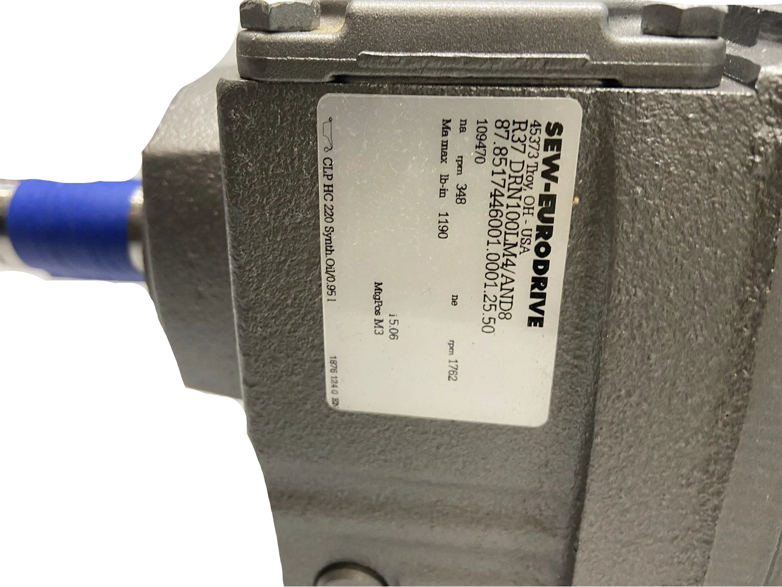 R37 DRN100LM4/AND8 SEW Eurodrive Helical Gear Motor