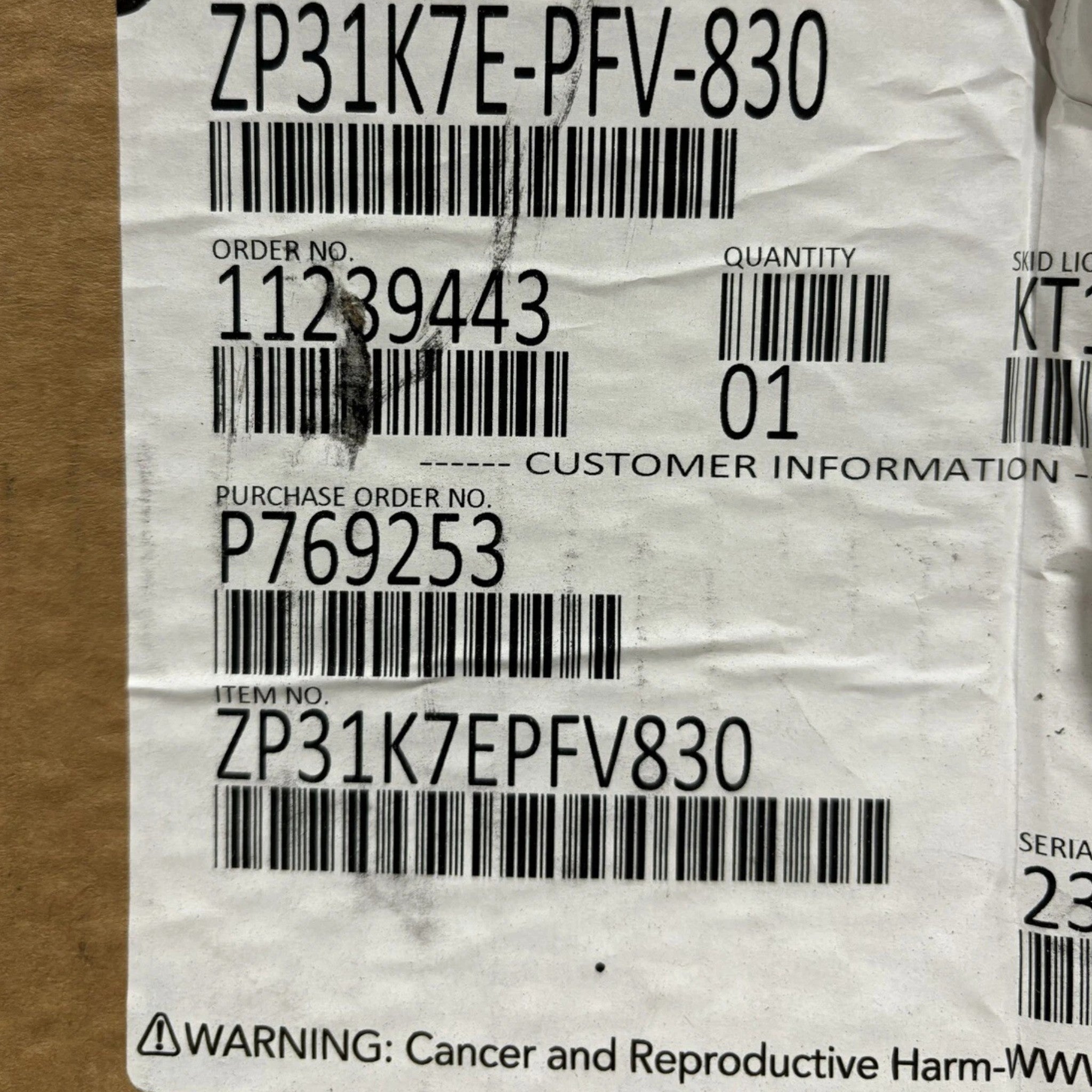 ZP31K7EPFV830 Genuine Copeland Scroll Compressor