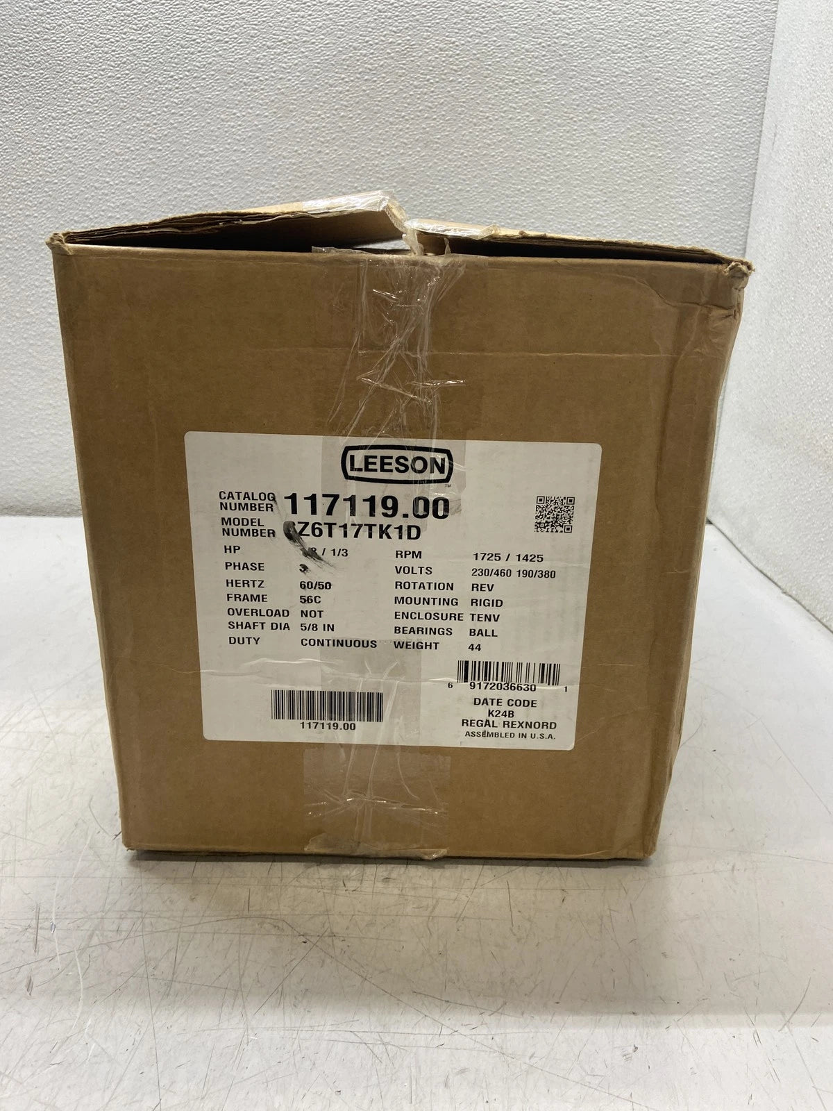 117119.00 Genuine Leeson General Purpose Washdown Duty Motor