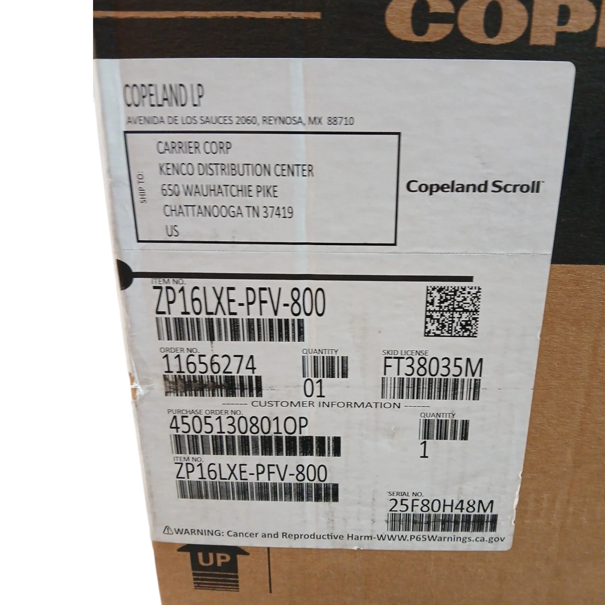 ZP16LXEPFV800 Genuine Copeland Scroll Compressor