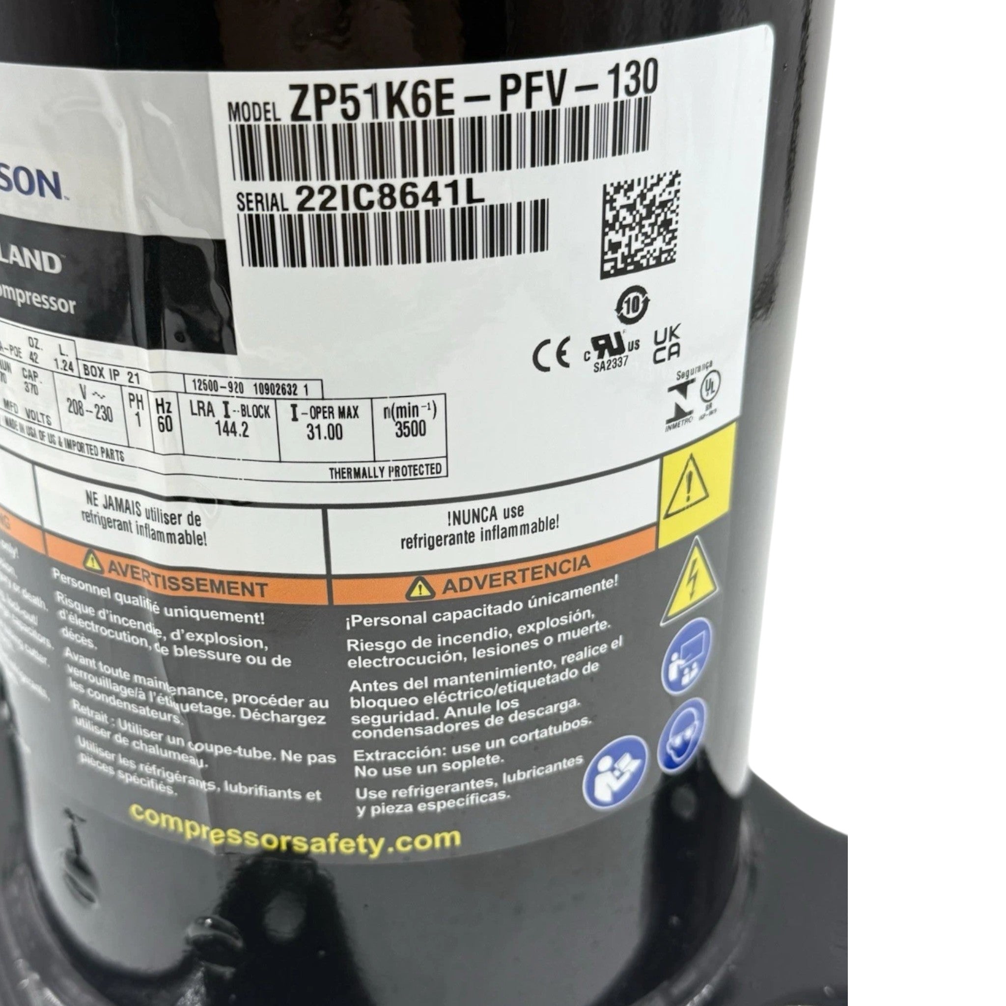 ZP51K6EPFV130 Copeland Scroll Compressor