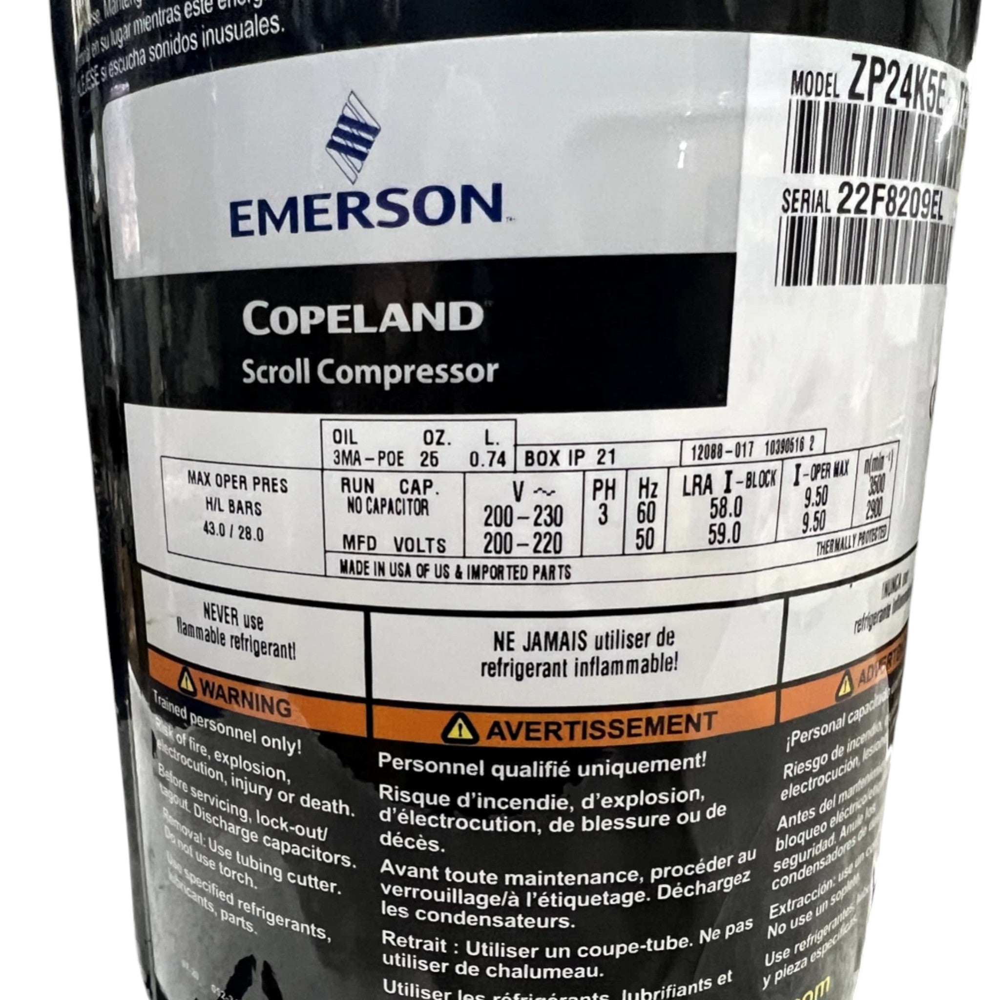ZP24K5ETF5130 Genuine Copeland Scroll Compressor