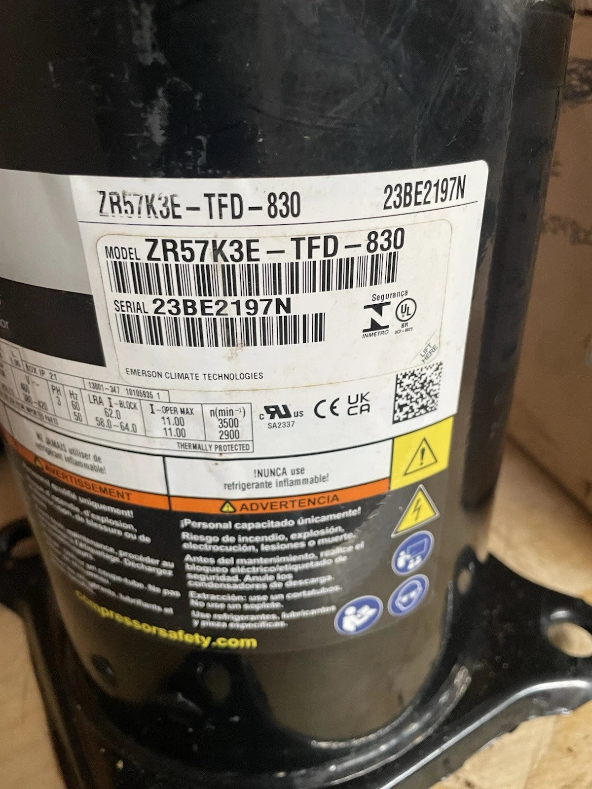 ZR57K3ETFD830 Genuine Copeland Scroll Compresor