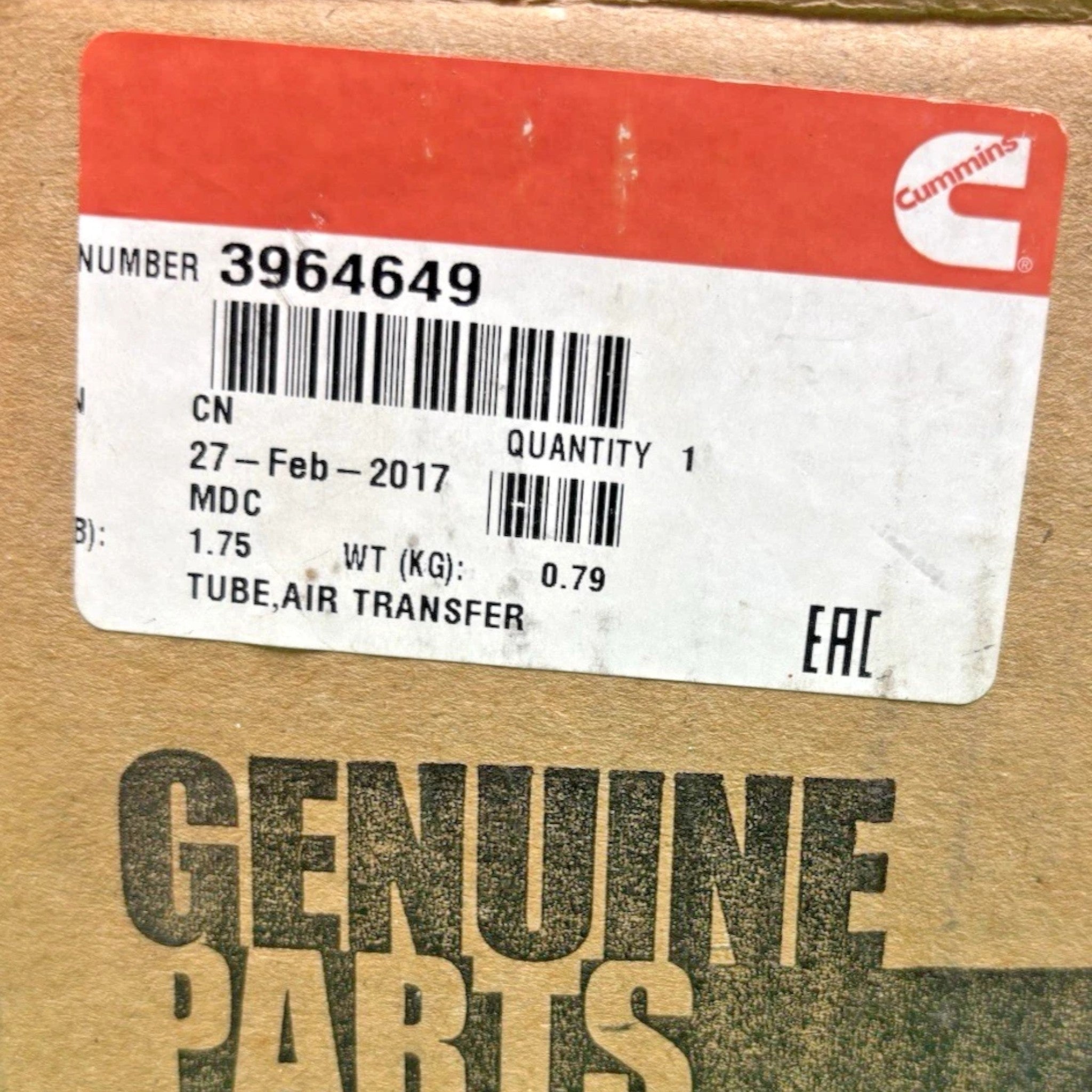 3964649 Genuine Cummins Air Transfer Tube