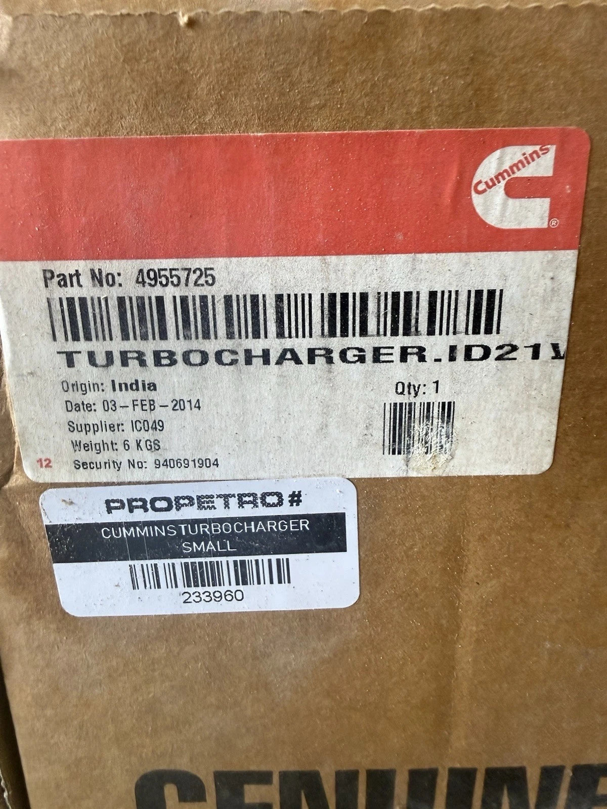 4939451 Genuine Cummins Turbocharger
