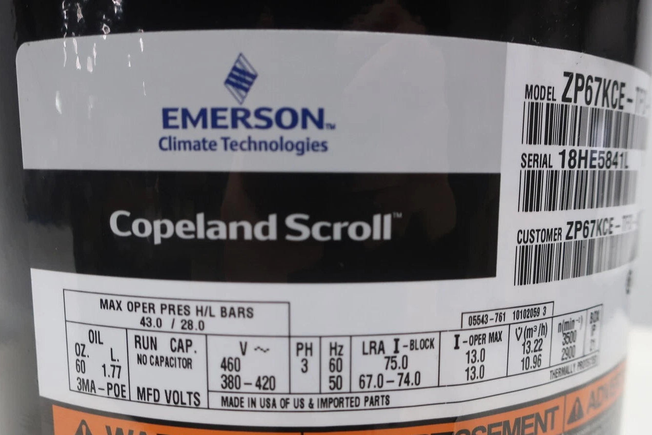 ZP67KCETFD830 Genuine Copeland Scroll Compressor